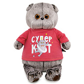 Мягкая игрушка Кот Басик в лонгсливе с принтом Супер кот Budi Basa Ks30-284 1